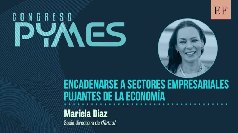 Banner del Congreso PYMES con Mariela Díaz, socia directora de Metcal, sobre encadenarse a sectores empresariales pujantes de la economía