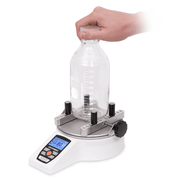 Analizador digital de torque utilizado para pruebas de torsión y verificación de tapas, cierres y componentes rotativos en aplicaciones de laboratorio, control de calidad e industria.