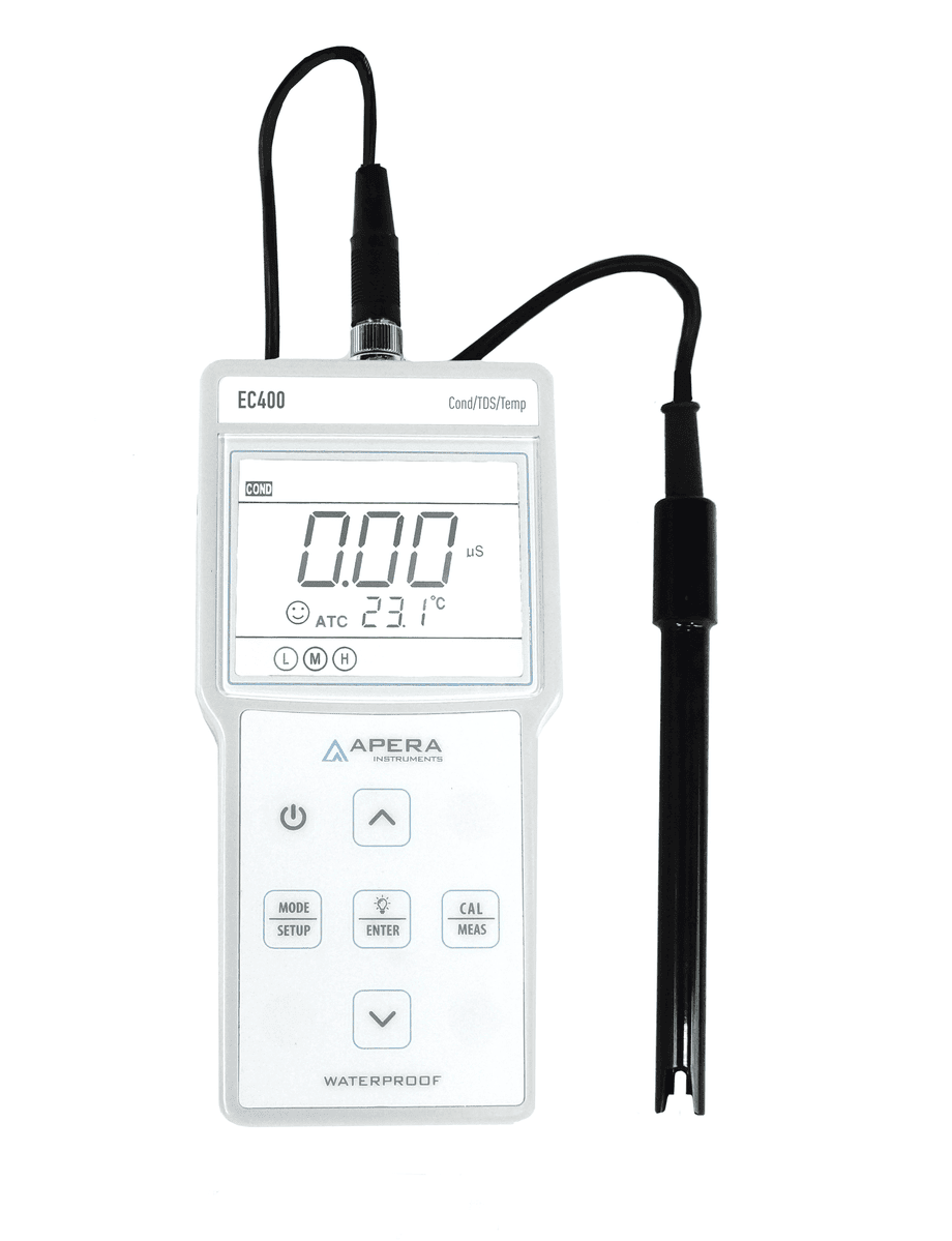 Kit medidor portátil de conductividad y TDS Apera EC400 con maletín de transporte