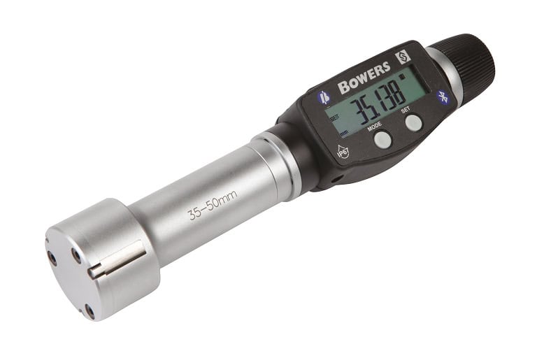 Micrómetro interno digital Bowers XT3 con Bluetooth para medición precisa de diámetros interiores en aplicaciones de metrología dimensional y control de calidad industrial.