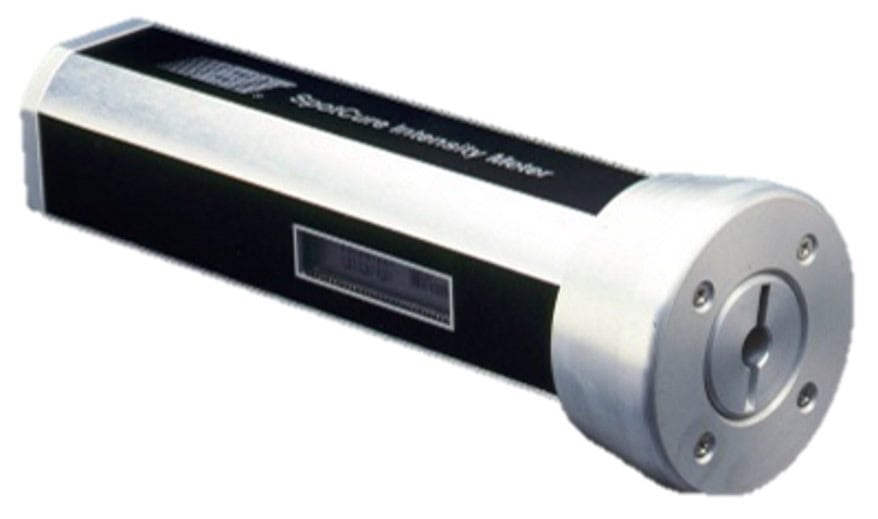 Medidor de intensidad de luz solar digital de mano con carcasa metálica y pantalla LCD